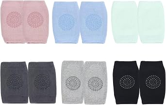 PandaEar Baby Crawling Knee Pads, 6 Pairs Non-Slip Knee Protectors for Infants & Toddlers 6-24 Months, Soft & Breathable Baby Knee Pads