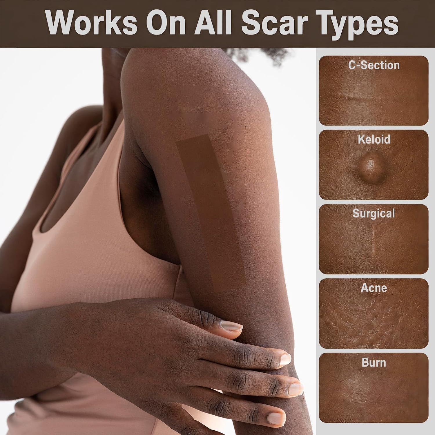 Brown Silicone Scar Tape Roll for Dark Skin Tones - Reusable Scar Sheets image 2