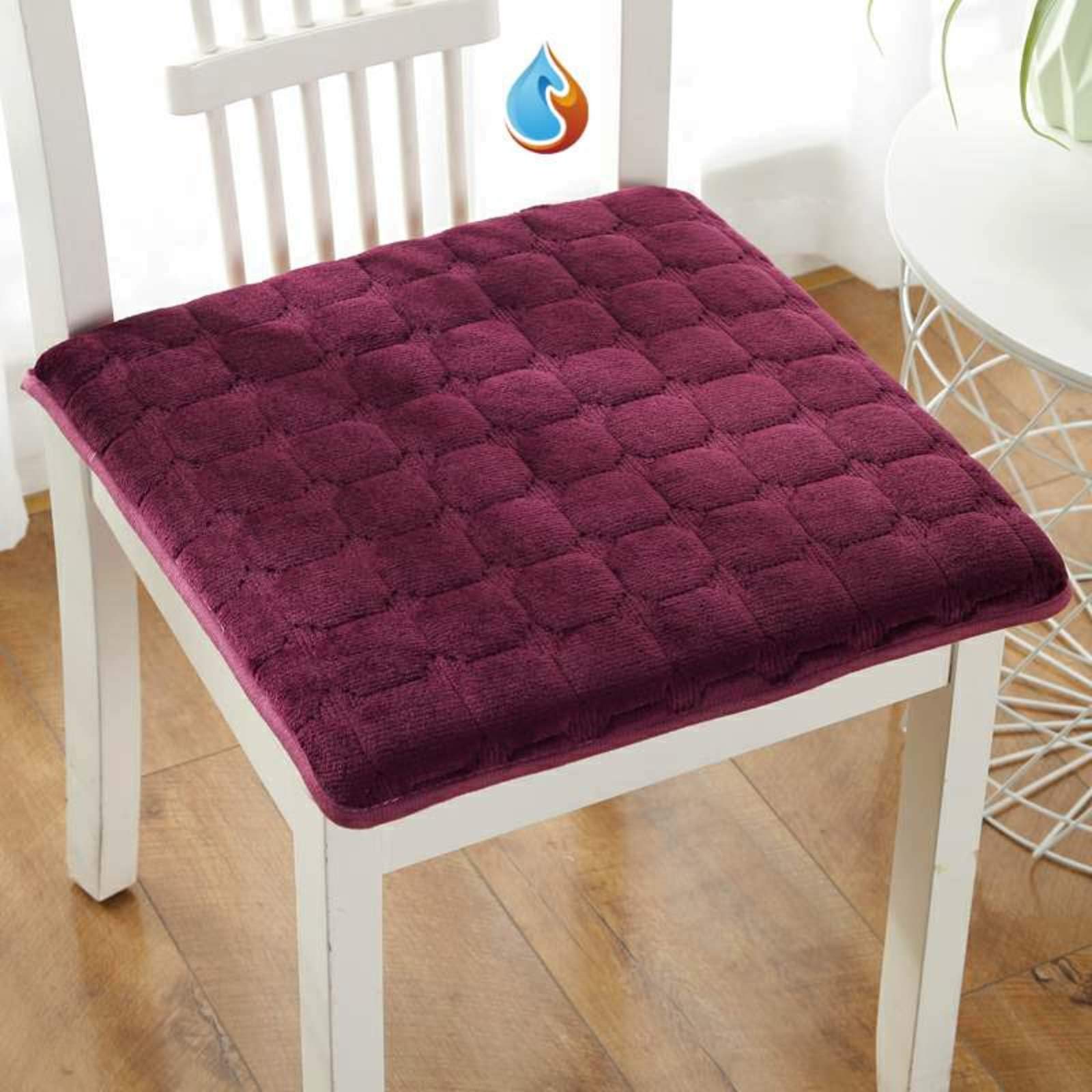 Coussin de chaise à manger épais en peluche bordeaux pour confort d'assise intérieur