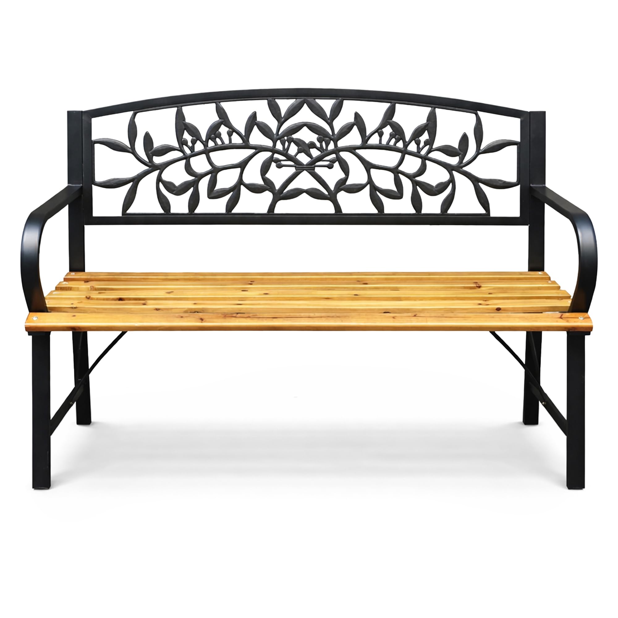 AKORD Panchina da Giardino REO con Gambe in Ghisa e Legno Verniciato | Panca da Esterno | Panchine Esterna con Bracciolo | Panche Moderno Resistente alle Intemperie | Larghezza 118 cm | Nero