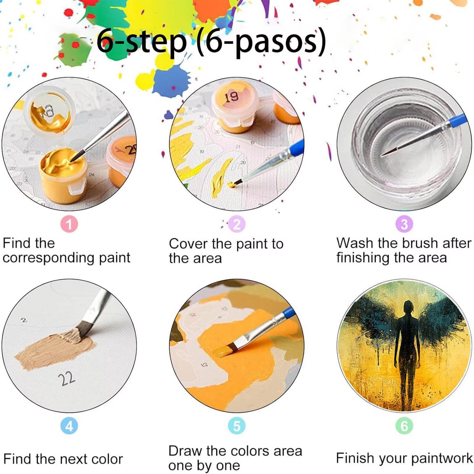 Pintar por Numeros Adultos Ángel, Pintar por Numeros Niños Kit Manualidades Adultos Abstracto Cuadros para Pintar por Numeros Pintura Acrílico, Cuadros Decoracion Salon Modernos 80X160cm 7w-M-E