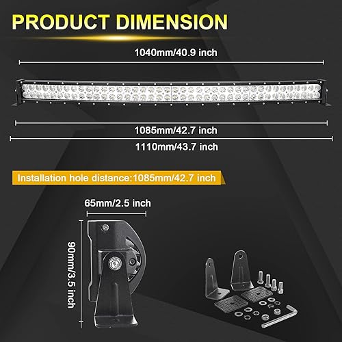 Miniatura 10 de Willpower Barras de luz LED curvadas de 52 pulgadas, 300 W, combo de inundación puntal, barra LED delgada, luces de conducción todoterreno, luces