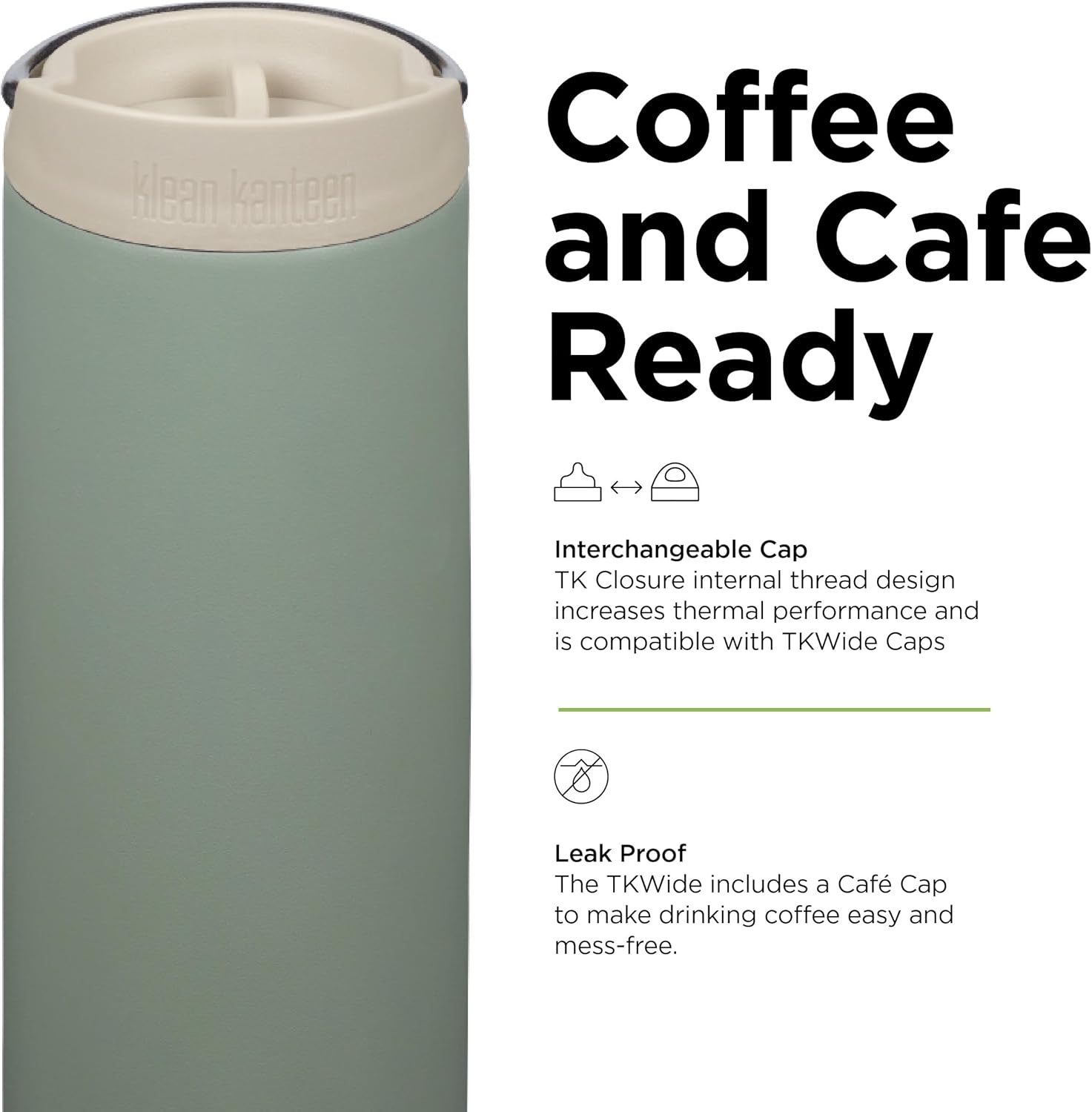 Klean Kanteen 16oz TKWide Insulated Coffee Tumbler with Café Cap - Sea Spray