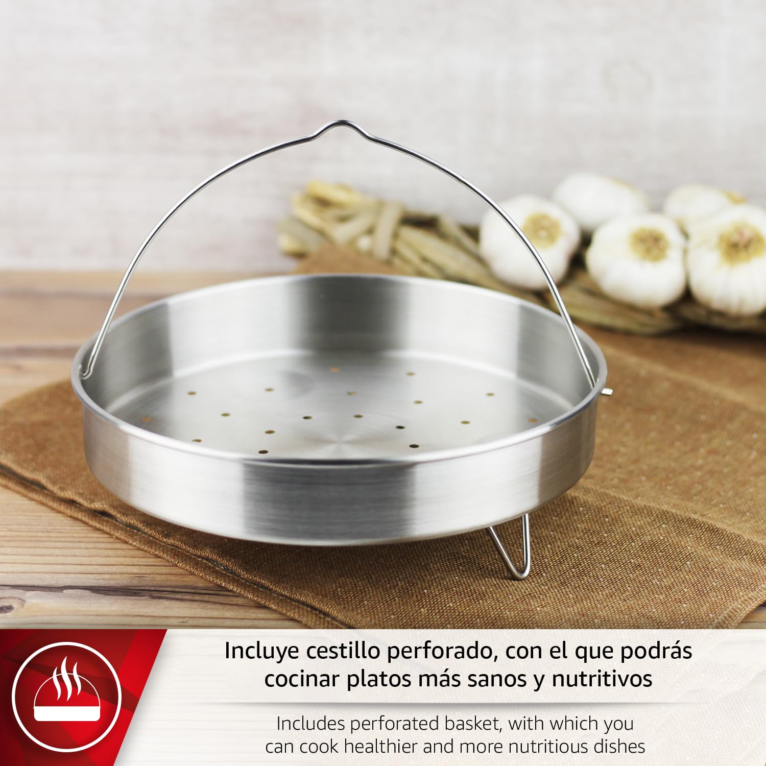Magefesa DYNAMIC - Pentola a Pressione Rapida Da 7,5L + Cestello, Acciaio Inossidabile 18/10, Efficienza Energetica, Per Tutti I Tipi Di Piani Cottura, Induzione