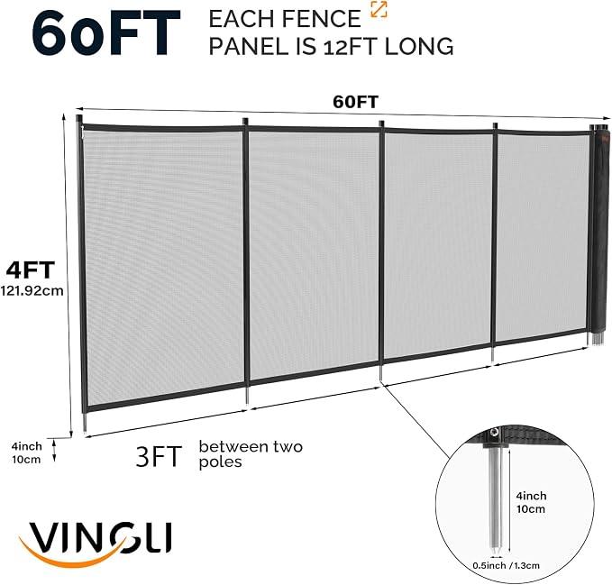 Valla para piscina VINGLI 4 x 60 pies negro miniatura 2