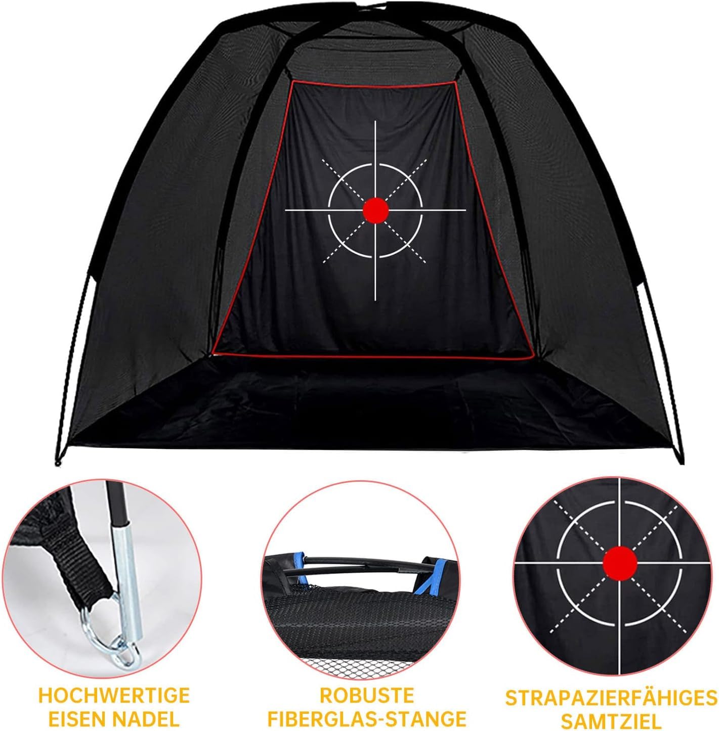 Kapler Filet de Golf d'Entraînement Professionnel 2.4x1.8x1.5m - Filet de Pratique avec Cible, Sac de Transport et Tapis pour Swing Intérieur/Extérieur, Montage Rapide