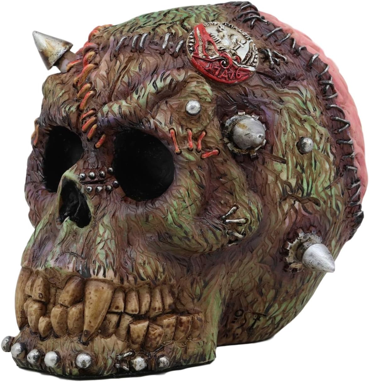 Ebros Day of The Dead Zombie Vampire Frankenstein Skull with Open Brains Figurine 6" Long Undead T Virus Infected Statue Dead Apocalypse Zombies Undeads Macabre Halloween Home Decor Sculpture
