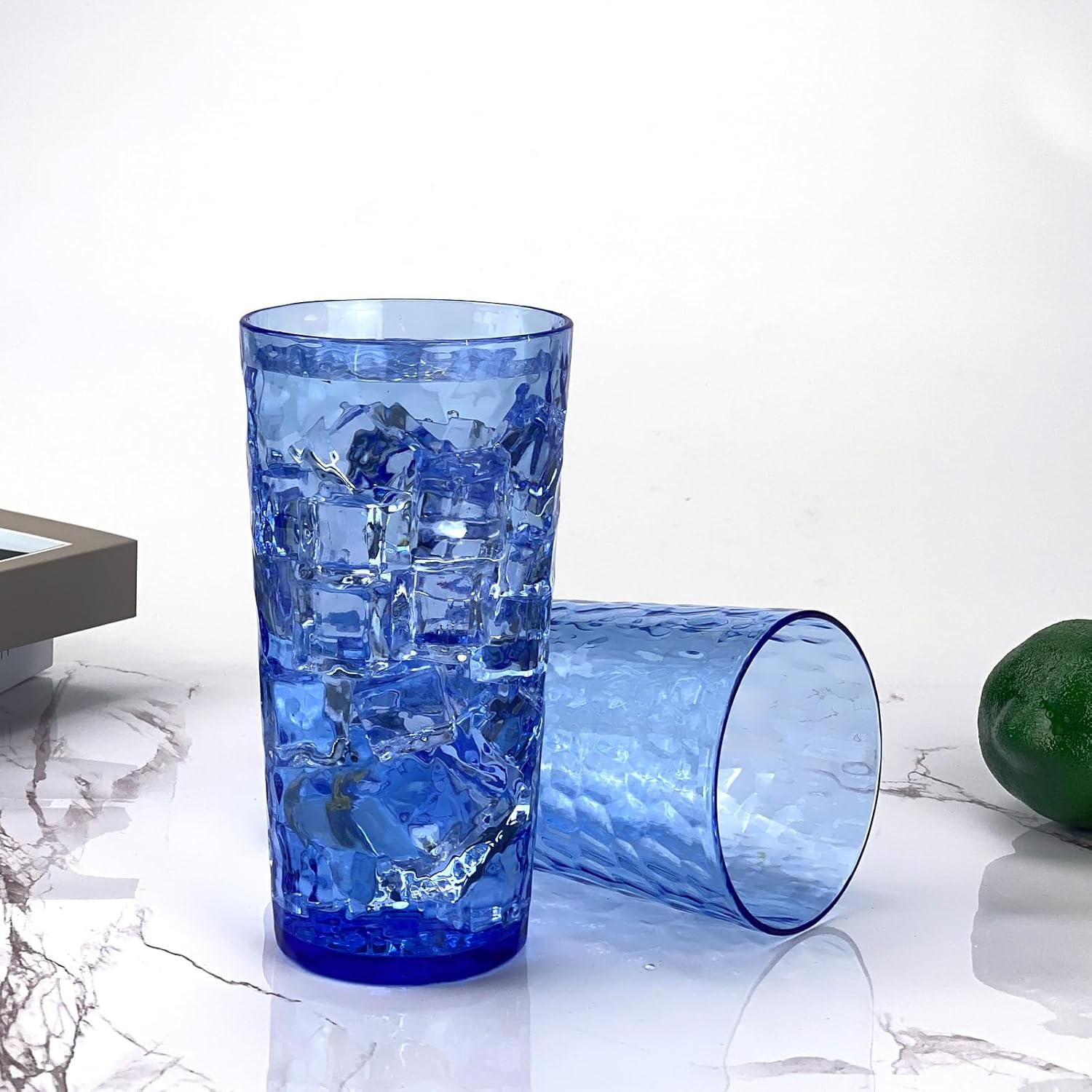 Yalin 24-Ounce Plastic Tumbler Acrylic Drinking Glasses, Reusable Plastic Cups, Stackable, BPA-Free, Shatter Proof, Dishwasher Safe, Set of 8 (Blue) - Image 2