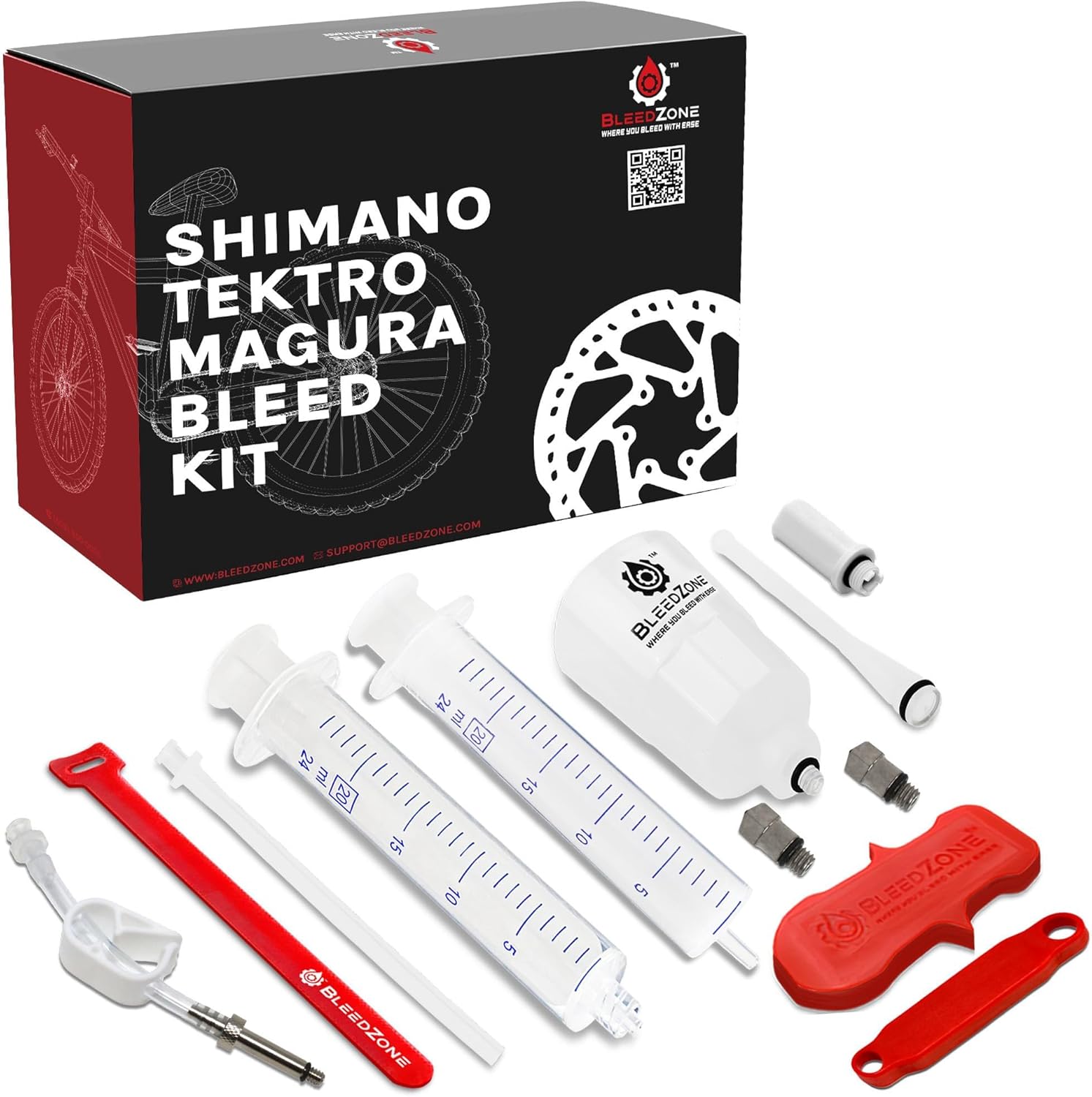 BleedZone Brake Bleed Kit for Shimano, Tektro, Magura Hydraulic Brakes, Ideal for Shimano Brakes, Shimano Brake Bleed Kit, MTB & Road Bikes, Easy Bike Maintenance for Hydraulic Bike Brakes