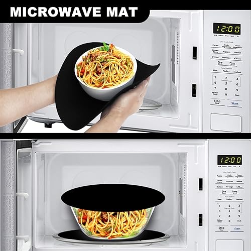 Miniatura 3 de Tapete de silicona multiusos, resistente al calor, sin BPA, antideslizante para microondas, cubierta de alimentos, protector de salpicaduras, tapete