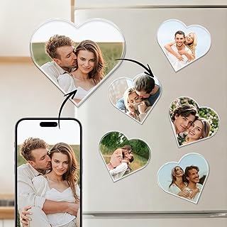 Custom Fridge Magnet - Personalized Photo Acrylic Refrigerator Magnets, Personalized Couple Memory Keepsakes & Wedding Favors, Upload Picture for Custom Magnets Gifts for Friends & Family (Heart)