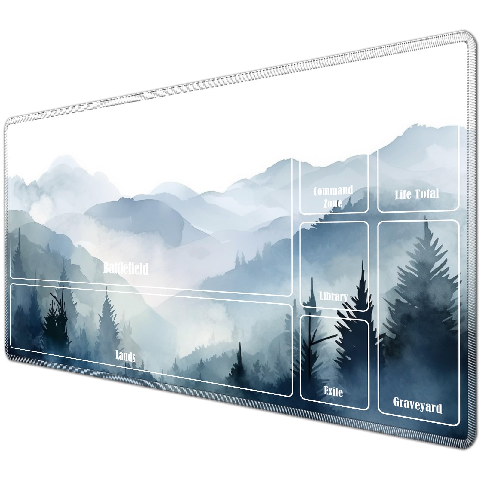 JANENFNA TCG Playmat with Card Zones 24 x 14 inches Mousepad Compatible for MTG Trading Card Game Play Mats Smooth Rubber Surface Magic The Gathering Play Mat, Watercolor Painting Forest