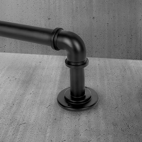 Vista 9 de OLV Black Industrial Curtain Rods for Windows 48 to 84 Inch(4 to 7 Feet), 1 Inch Diameter Blackout Wrap Around Adjustable Heavy Duty Window Drapery