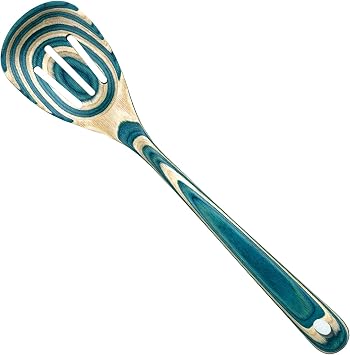 Totally Bamboo Baltique Mykonos Collection 12-1/2" Wooden Cooking Spoon, Safe for Nonstick - Slotted Spoon