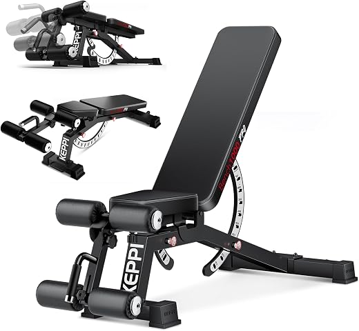 Keppi 1200LB Weight Bench,Heavy Duty Bench1000 PRO Adjustable Workout Bench Press Set for Home Gym Strength Training,Removable Foot Catch for Incline Flat Decline Sit Up Bench for Full Body Fitness – 2023 Version