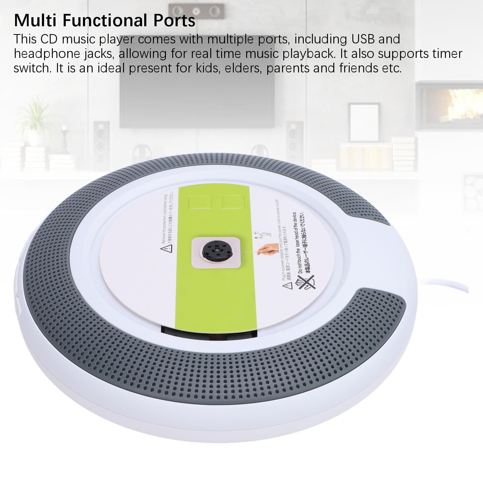 Lecteur CD Portable avec Bluetooth, Lecteurs CD à Montage Mural, Lecteur CD de Musique avec Haut-Parleur HiFi et Télécommande, Minuterie, Prise en Charge des écouteurs USB AUX