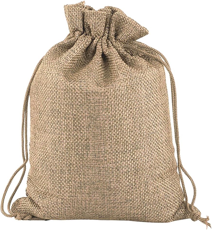 TopTie Custom 50 PCS Burlap Gift Wrap Bags with Logo, Print Drawstring Jewelry Pouches 5"x7" Party Favor Bags
