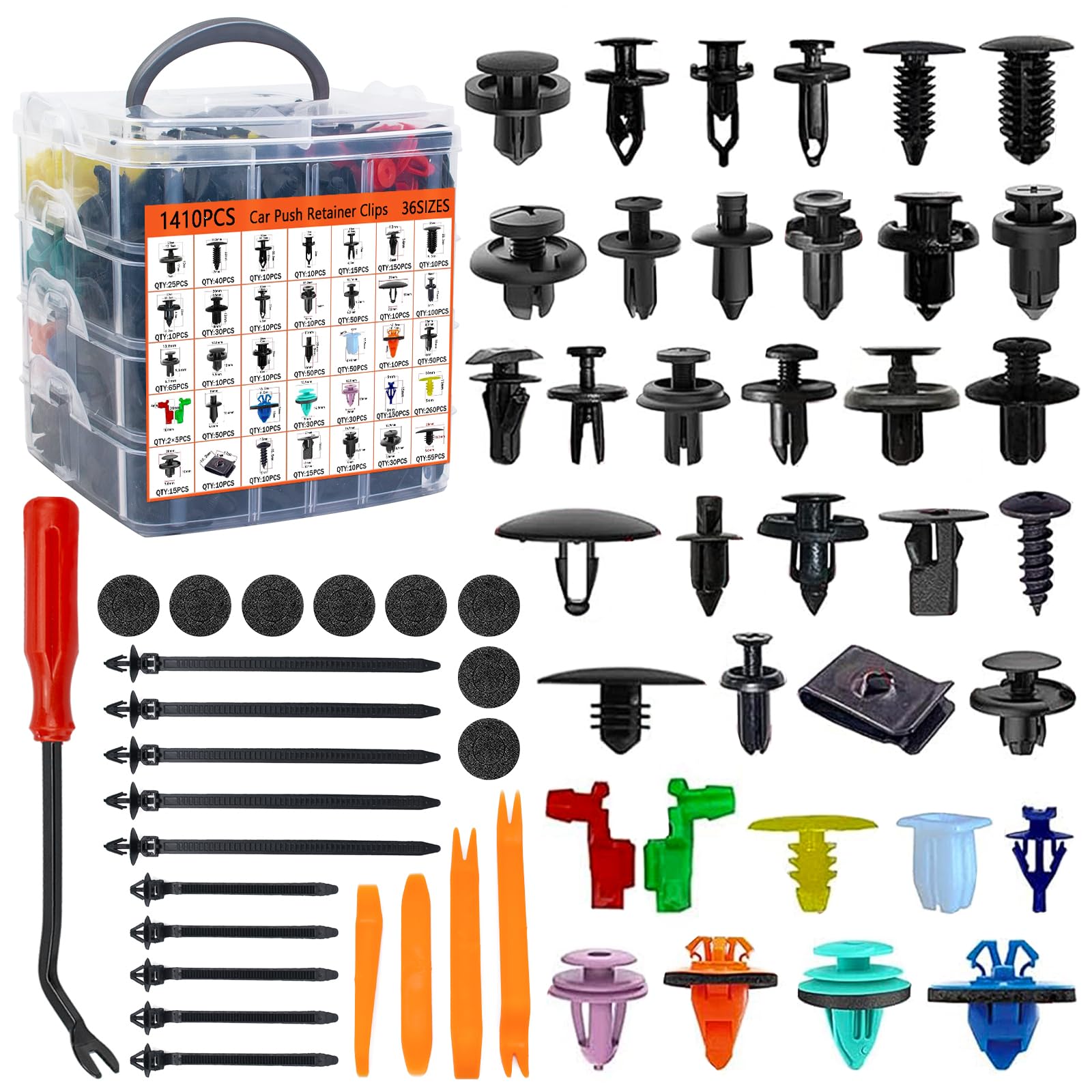Griine 1725 Pcs Bumper Clips and Fasteners Assortment