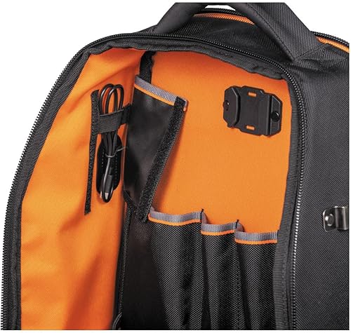 Miniatura 8 de Klein Tools 62805BPTECH - Mochila de herramientas para laptop de 28 bolsillos, mochila de herramientas tecnológicas extra grande con parte inferior