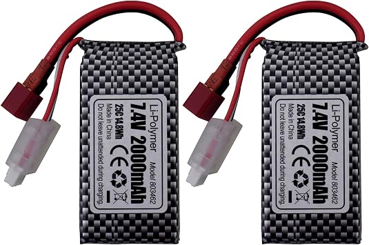 Accessory 2PCS 7.4V 2000mAh T-Plug Lithium Battery for 9200 HB101 9200E 200E 9202E 9203E 9204E 9205E 9206E 2995 YC300 HM101 25-DJ02 9125 S920 WLtoys RC Car Remote Control Boat