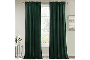 RYB HOME Green Velvet Curtains