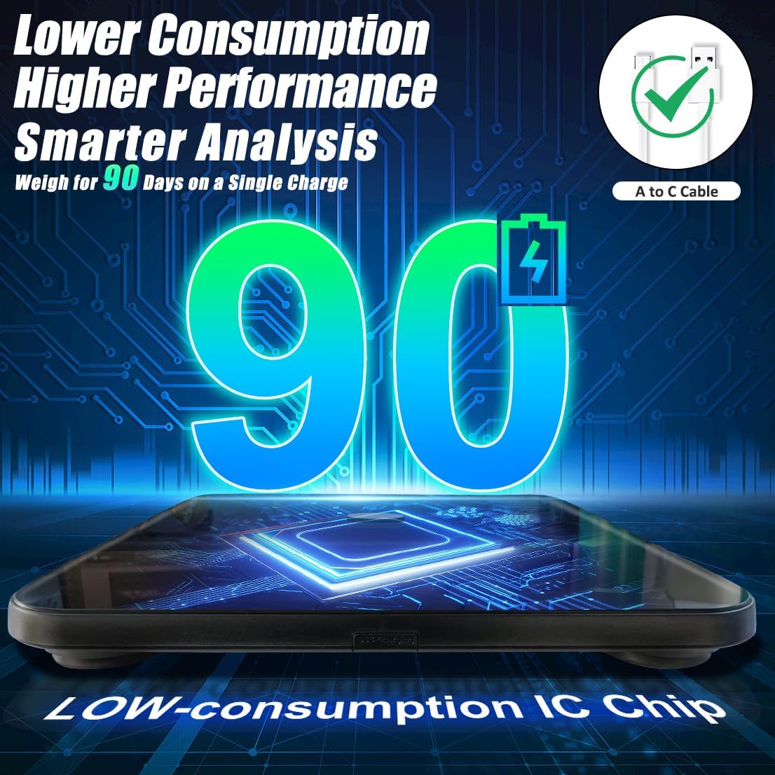 DEKABR Bilancia intelligente WiFi per peso corporeo e percentuale di grasso, bilancia digitale da bagno più accurata con display TFT più grande, 24 analizzatori di composizione corporea, monitor di