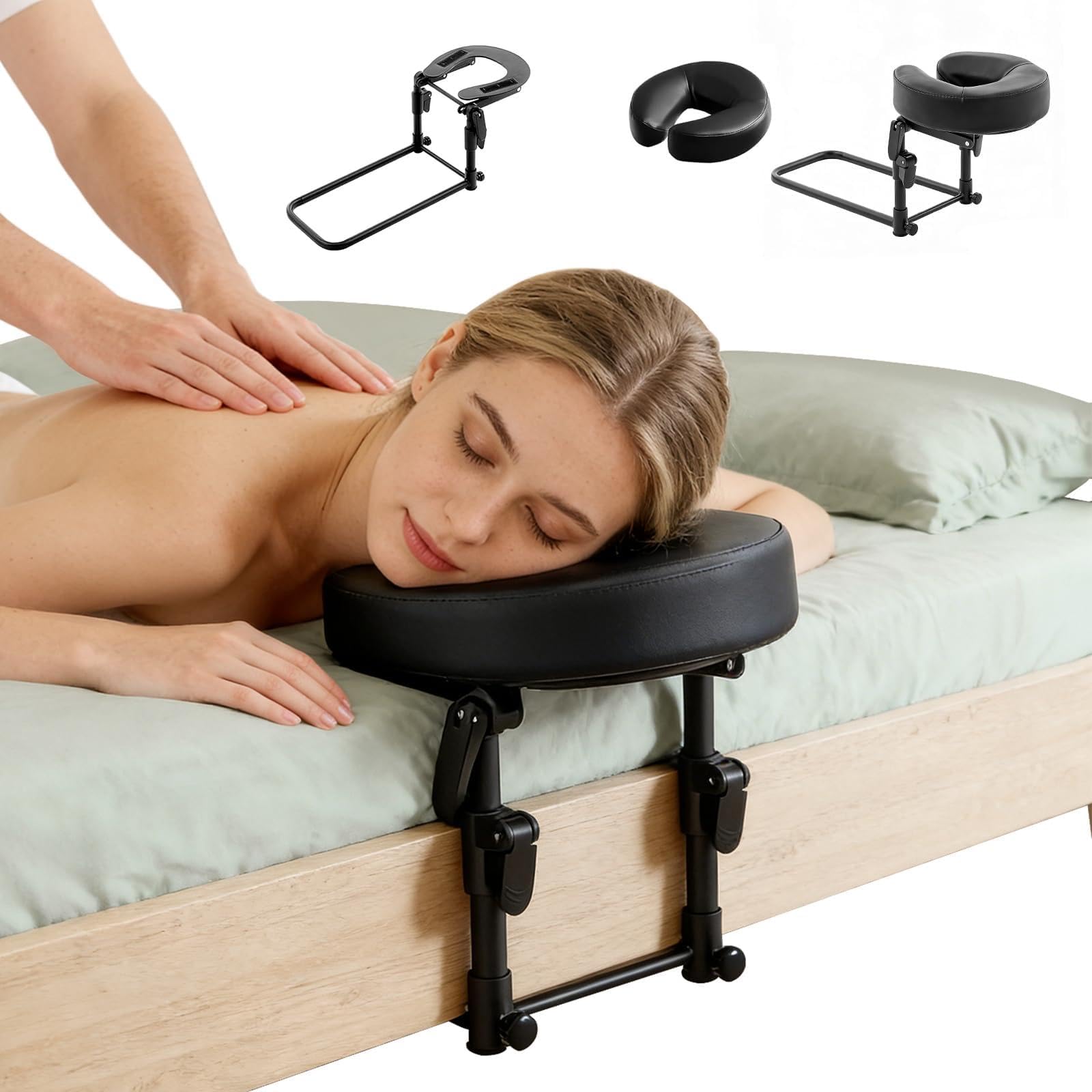 Reposacabezas Masaje Cama para Colchón, Apoya Soporte Cabeza Masaje para Cama, Altura Ajustable 14-45cm, Soportador de Cabeza con Almohada en Forma de U, Para Cuidado de Ojos, Belleza, SPA Facial
