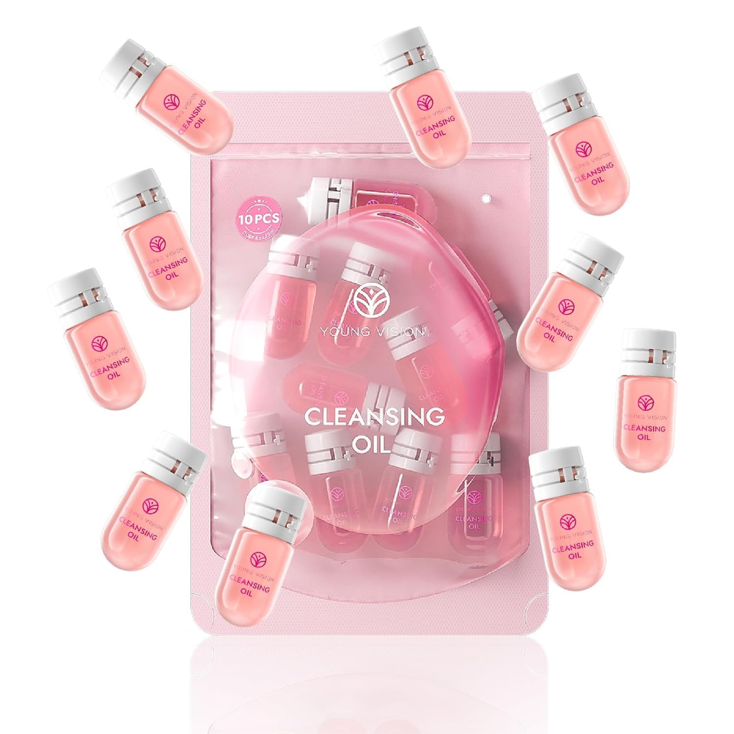 TSUWEZI Portable Travel Size Bright Light Cleansing Oil Mini Makeup Remover for All Skin Types, Natural Deep Cleanser with Jojoba & Rose Oils for Lips, Eyes & Face Mack- Up, Face Wash(10pcs)