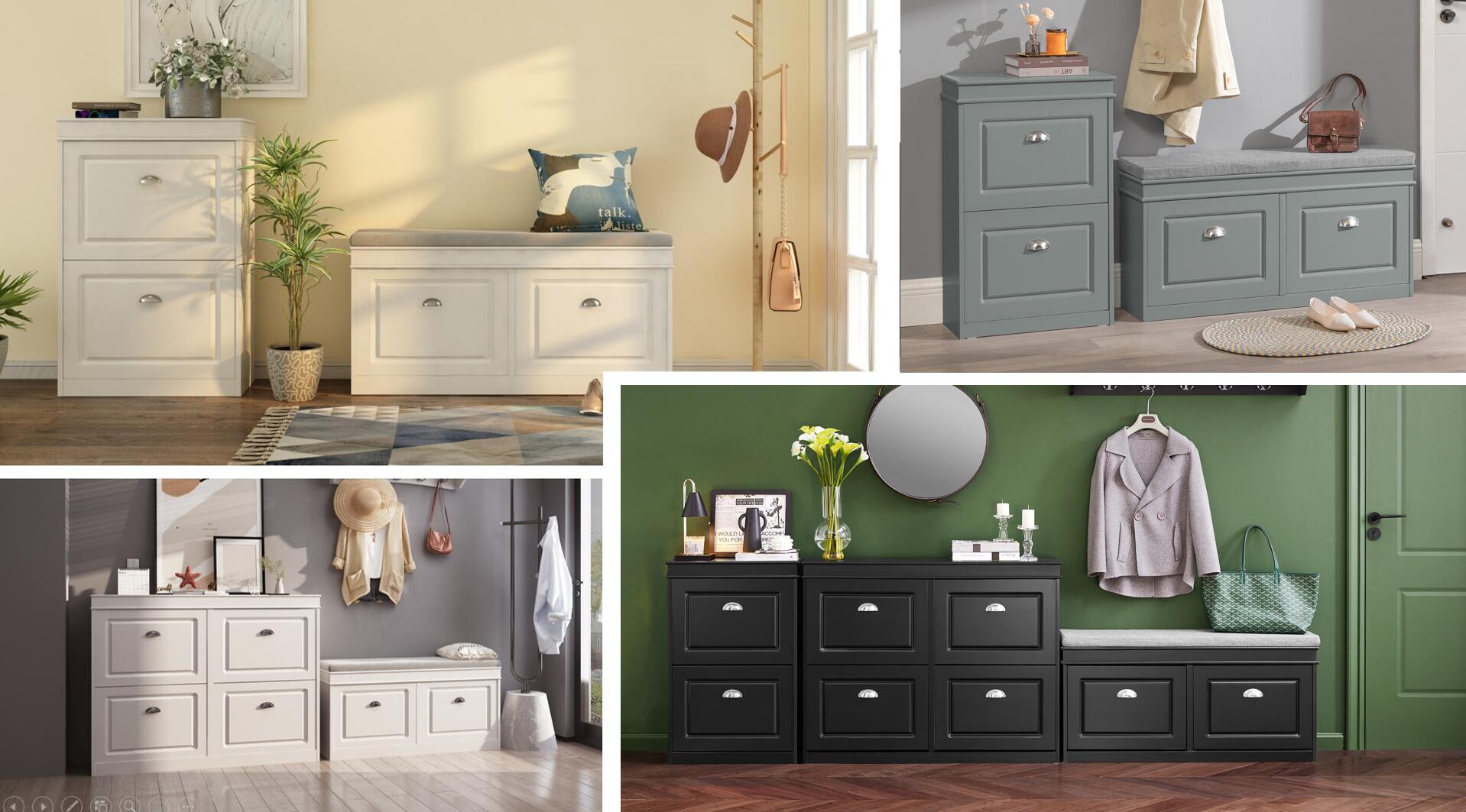 家具 cabinet bench SoBuy Shoe Storage Cabinet Bench with Flip Drawers and