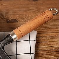Vista 6 de Tamagoyaki - Sartén pequeña de hierro fundido sin revestimiento sartén japonesa rectangular con tapa de madera que puede funcionar como plato
