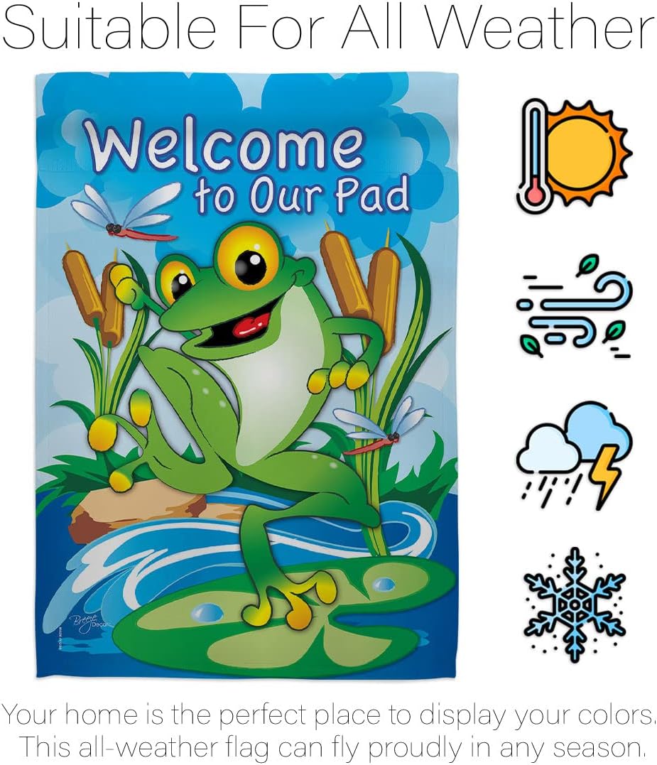 Breeze Decor - Frog Garden Friends - Everyday Impressions Decorative Vertical House Flag 28" x 40"