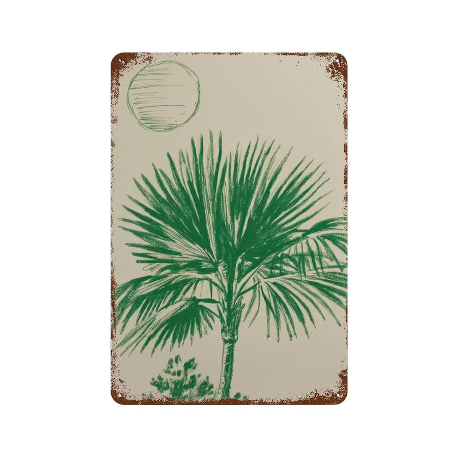 xiaoxiaoshen Palm Leaf Tropical Botanical Green Minimal Plant Wall Decor Art Metal Tin Poster Modern Home Decor Art Home Bar Shop Decorations Vintage Sign 30x20cm