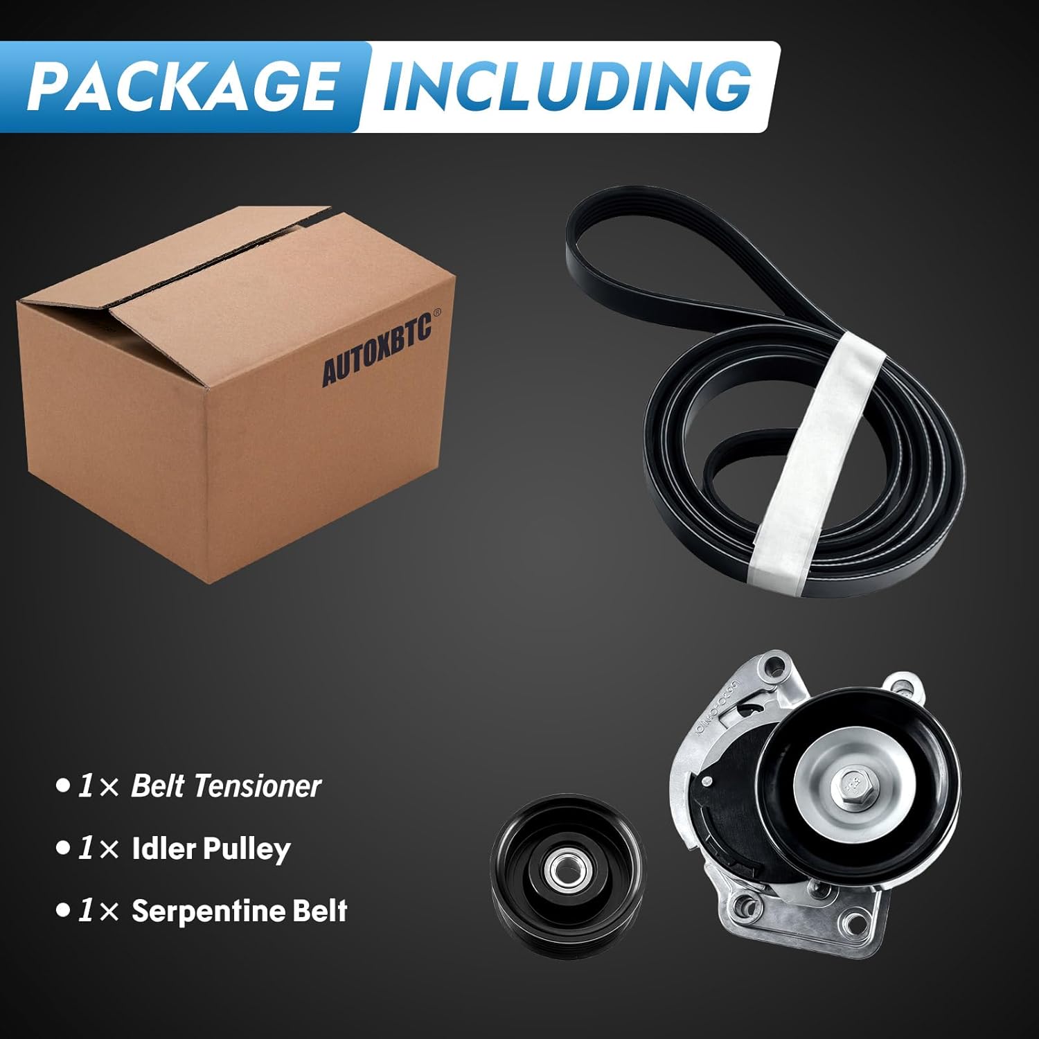 90K-38488 Serpentine Belt Tensioner with Idler Pulley Kit for Toyota Tundra 4Runner Sequoia Land Cruiser for Lexus LX470 GX470 LS430 GS430 GS400 SC400 1998-2009 4.7L V8 Replaces 38488 49452 89255