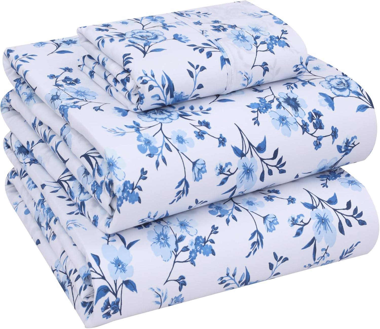 RUVANTI 100% Cotton Sheets – Twin XL Size Percale Bedding, Cooling & Breathable Floral Design, Durable with a Crisp, Soft & Comfortable Feel, 16" Deep Pocket, 3-Piece Set, Annual