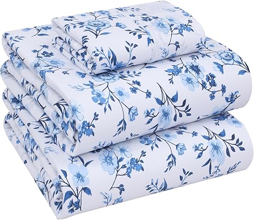 RUVANTI Juego de sábanas de 100 % algodón percal fresco para cama de tamaño Queen, transpirables y duraderas, sábanas de 16 pulgadas de profundidad,