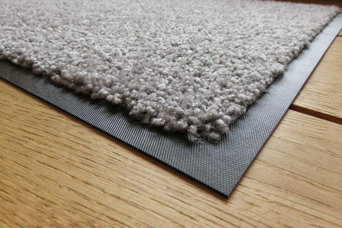 oKu-Tex Eco-Clean Schmutzfangmatte, Fußmatte, Läufer, rutschfest & waschbar, recycelt, für innen, silbergrau, hellgrau, silber, 90 x 120 cm, Silber-grau