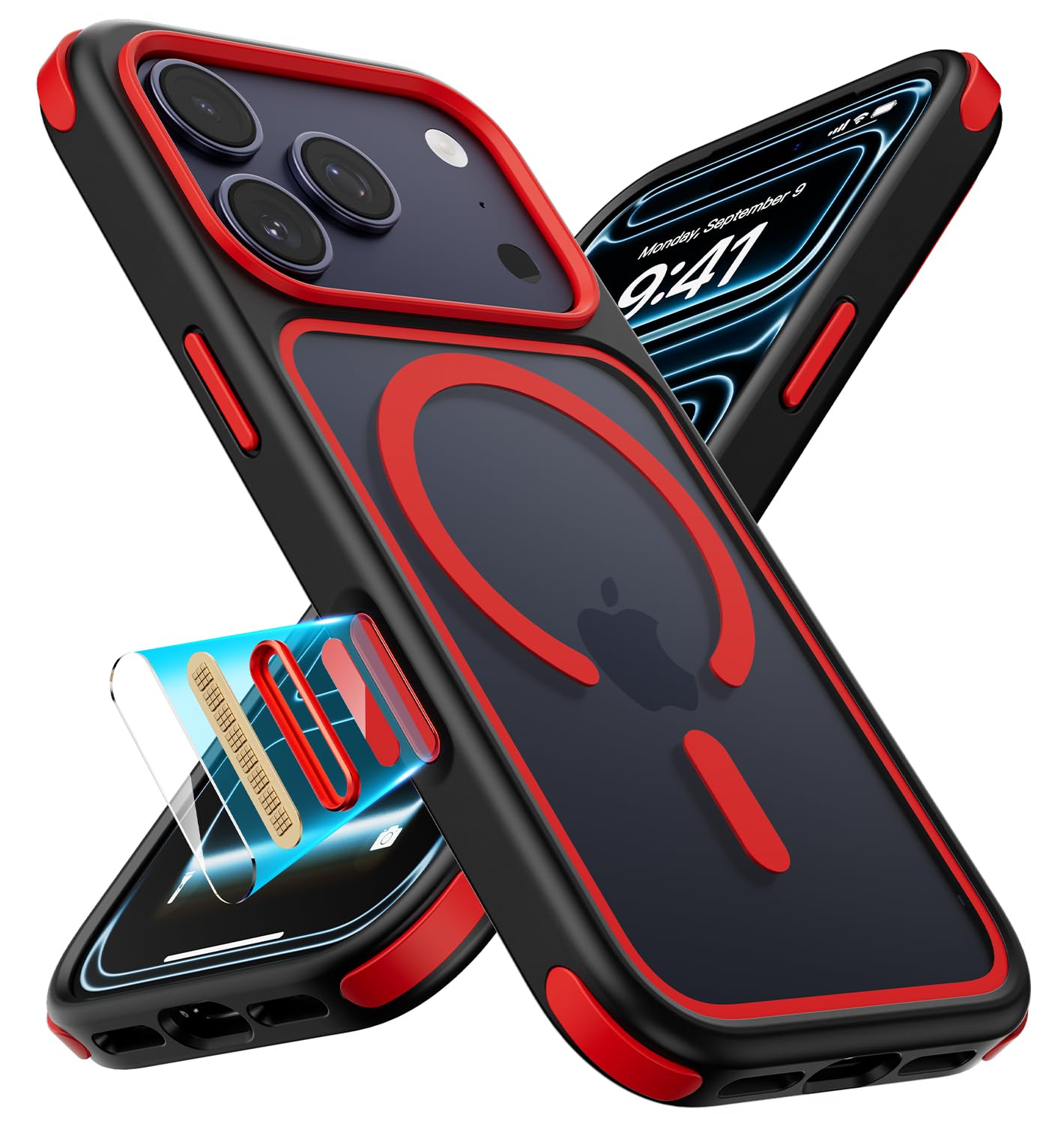 Mobnano for iPhone 17 Pro Max Case Compatible with MagSafe Crystal Clear Case with Magnetic Ring Multicolor Protective