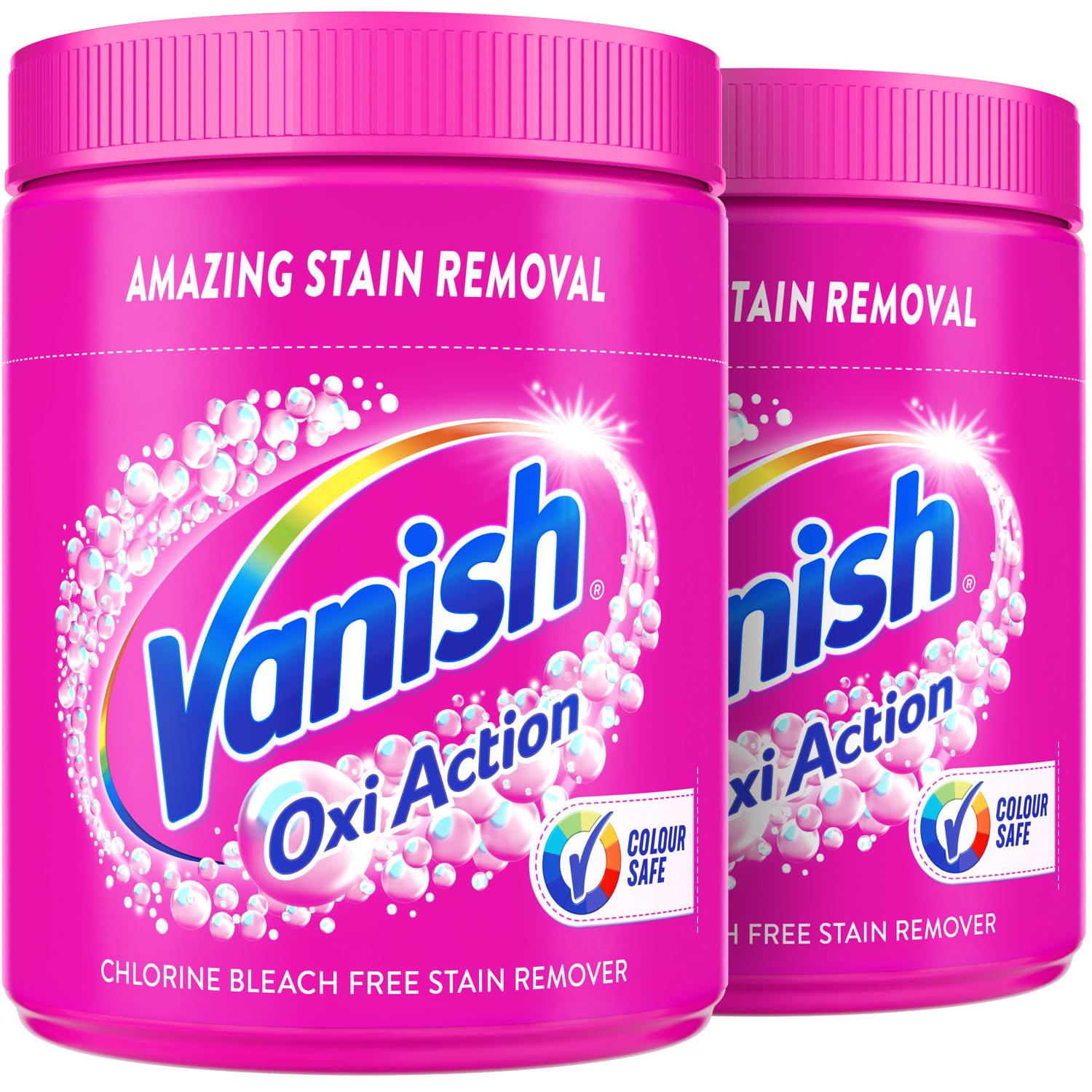Vanish Oxi Action Stain Remover Powder for Clothes 1Kg, 1st Time Amazing Stain Removal Even In 30°C Cold Wash, Lifts Tough Stains, Chlorine-Free Formula, Safe On Everyday Fabrics (Pack of 2)