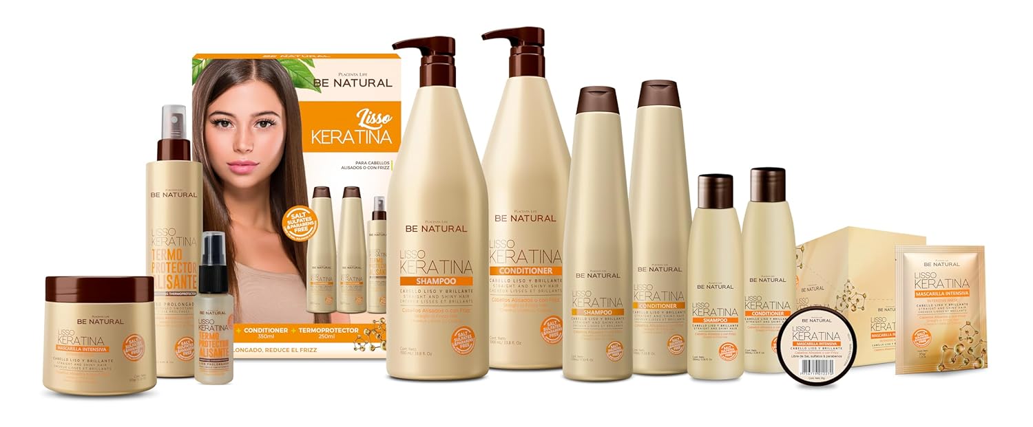 PLACENTA LIFE BE NATURAL LISSO KERATINA Mask with Hydrolyzed Keratin for a Straight and Shiny Hair- No More frizz- Have a perfect Smooth - (350 ml/11.83 fl.oz) - Image 5