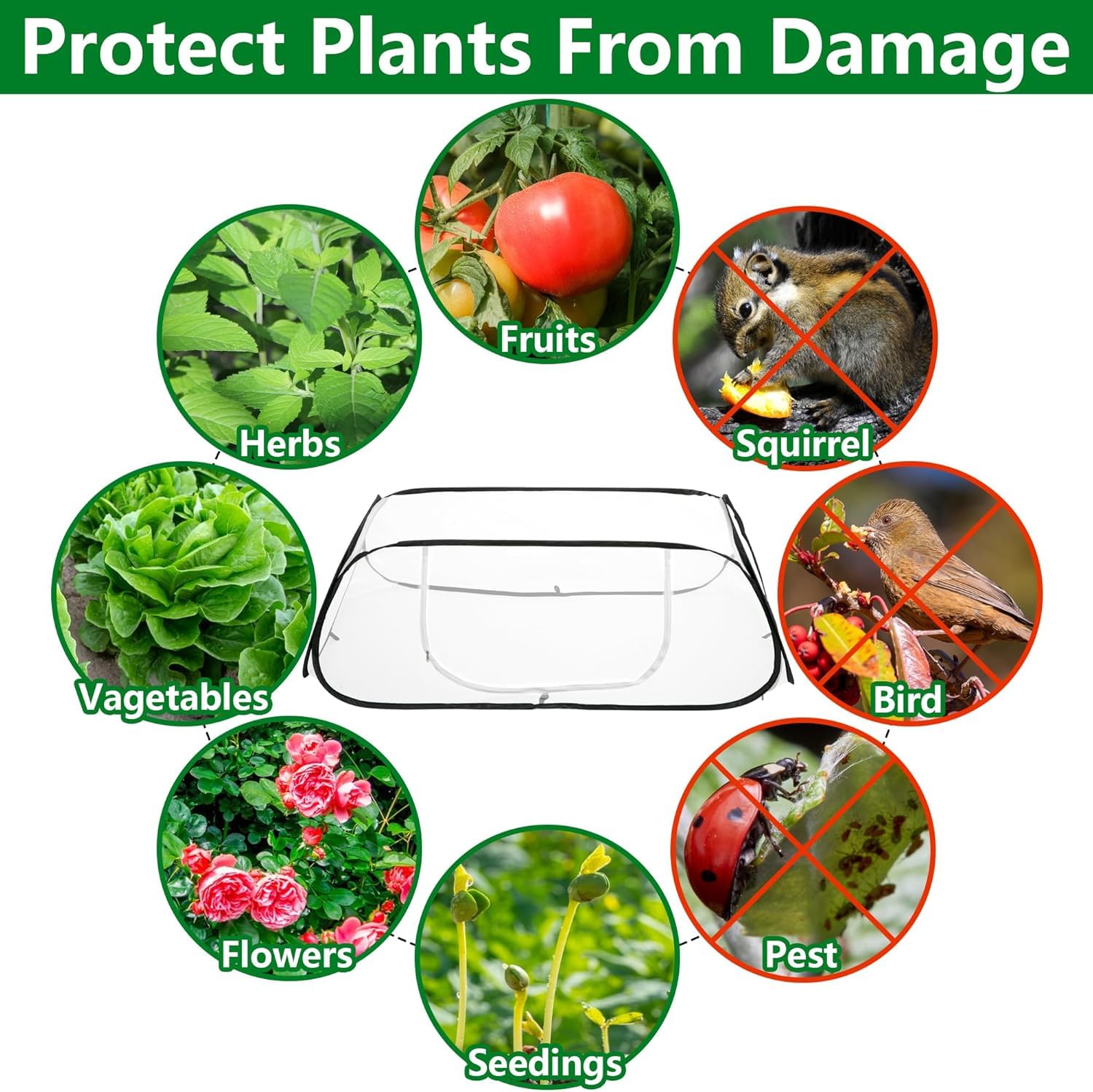 Filet de protection anti-insectes pour jardin 115 x 56 x 40 cm | Tente de jardin pour protéger les plantes, légumes, fruits contre les oiseaux et les insectes