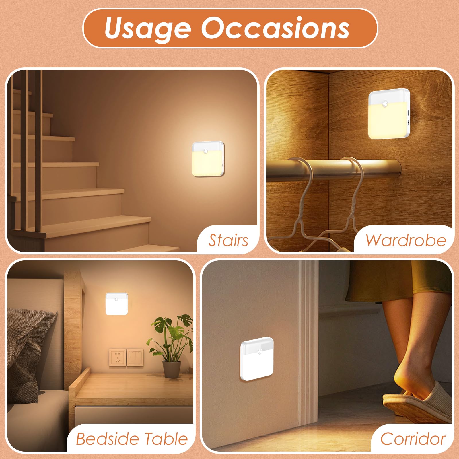 Bigqin Motion Sensor Light Indoor, LED Night Light Warm/Cool White, Stick on Light with Magnetic Strip for Cupboard Wardrobe - Image 2
