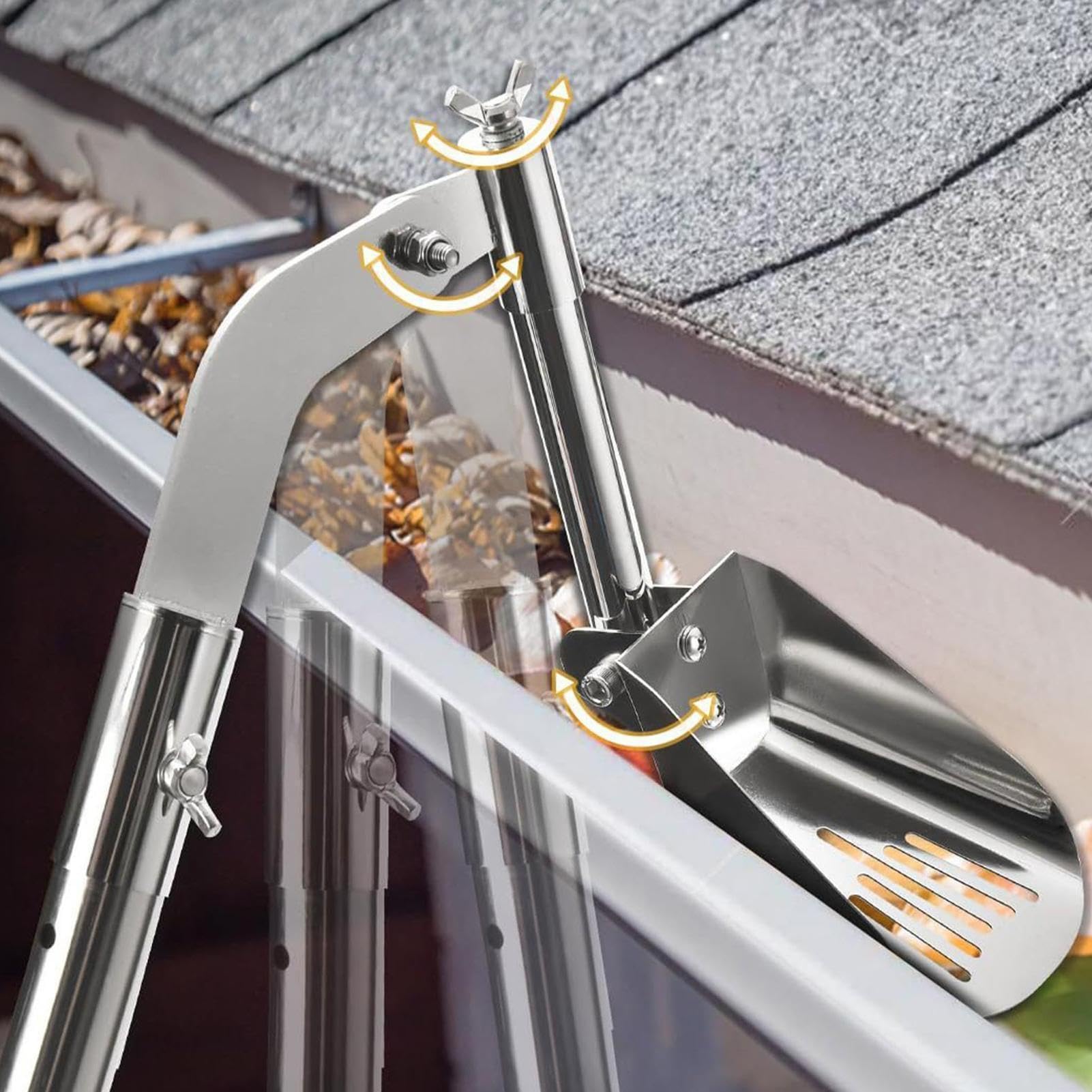 Profesjonalna łopatka do gutter Scoop, teleskopowa shovel ze stali nierdzewnej, 3,15 , regulowany przedłużacz odpadów, osprzęt do drenażu ogrodowego w ergonomicznym , narzędzie do czyszczenia