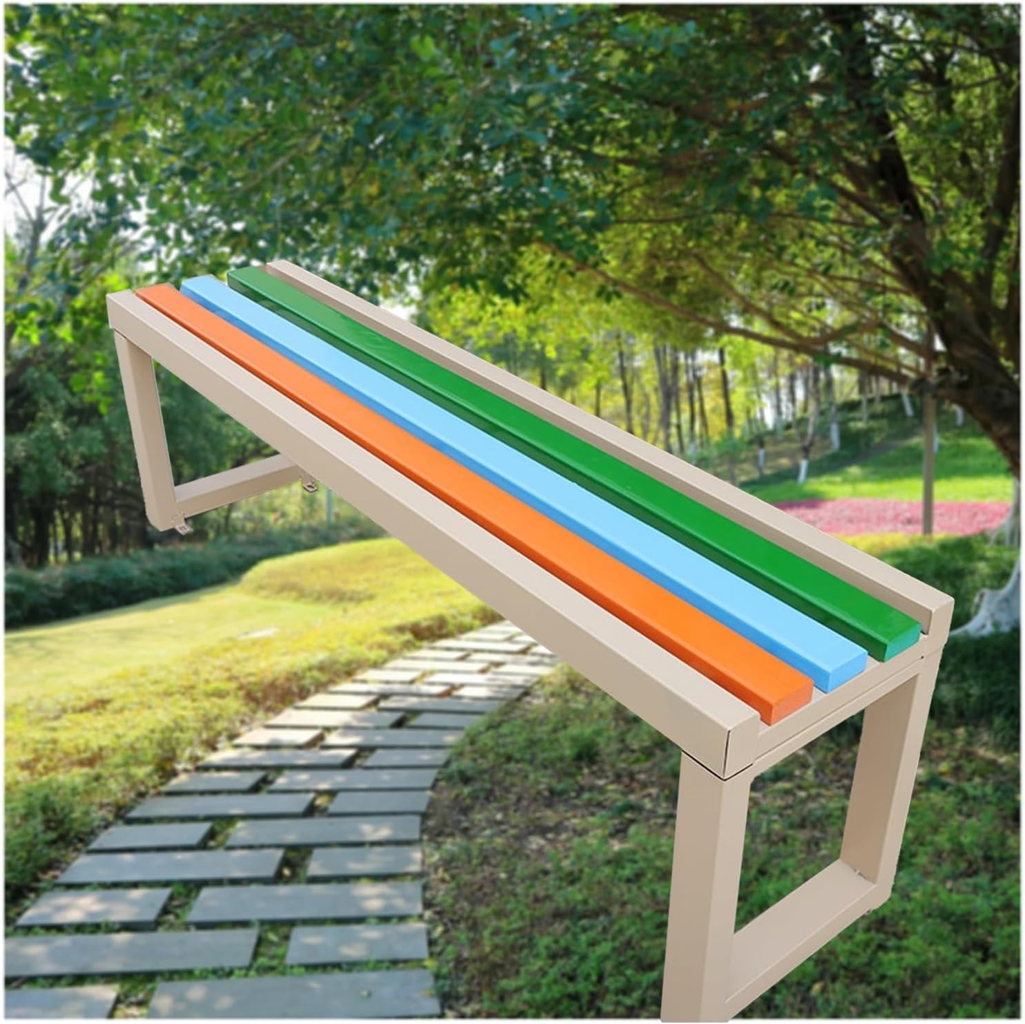 Heat Resistant Outdoor Patio Bench for 2-3 People, Perfect for Front Porch & Backyard, Garden Furniture, Custom Colors - Durable Seating for Parks & Patios (15,100CM/39.3IN)