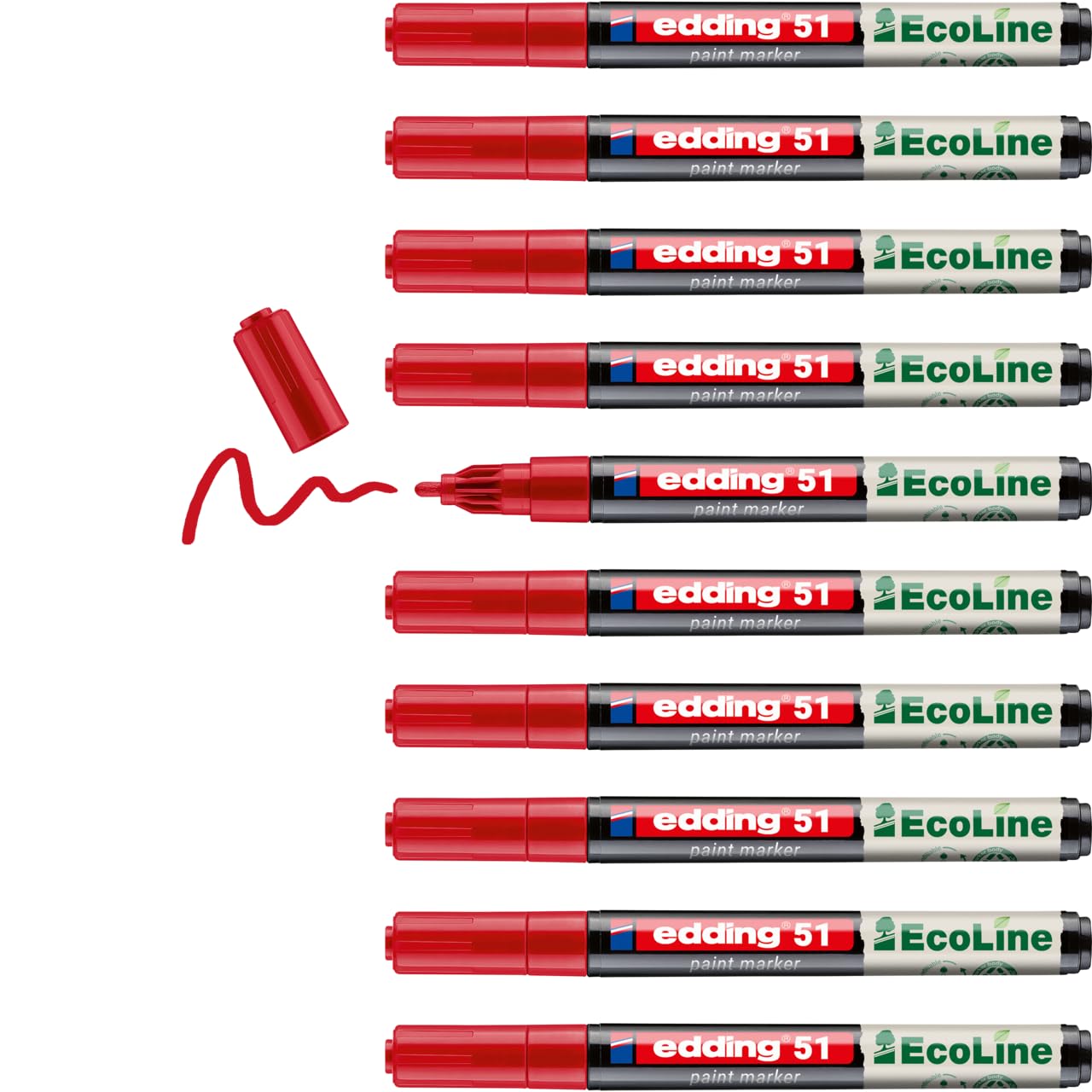 Edding E-51 Water-Based Paint Marker Fine Red (Pack of 10) 4-51-002/10