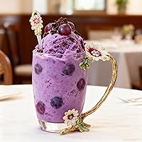 Vista 5 de Taza de té de cristal con cuchara y flores, regalo ideal para mujeres, especialmente mamá, en el día de San Valentín, Navidad, cumpleaños, taza