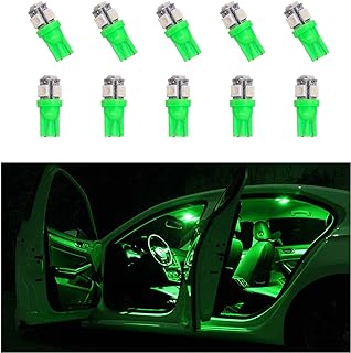 10PCS Car Interior LED Light Bulb, T10 5050 LED Light Bulb for Auto Interior, High Brightness Led Bulb Replacement for Dashboard Dome Map Door License Plate Lights (Green)