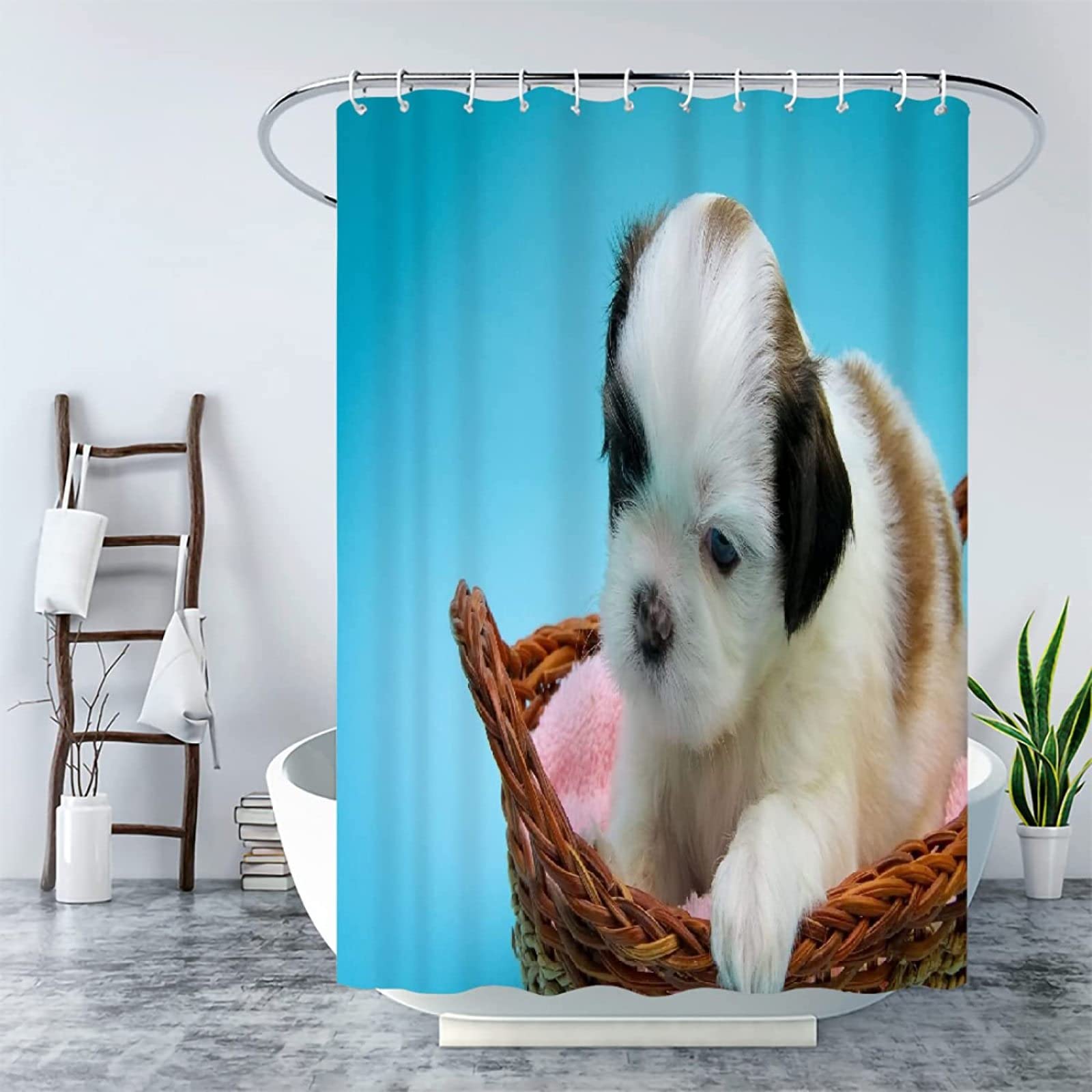 REECES Tenda Doccia Antimuffa 240x200 Cm Con Mucca Grigia - Tessuto Poliestere Con 12 Ganci - Impermeabile E Lavabile - 2