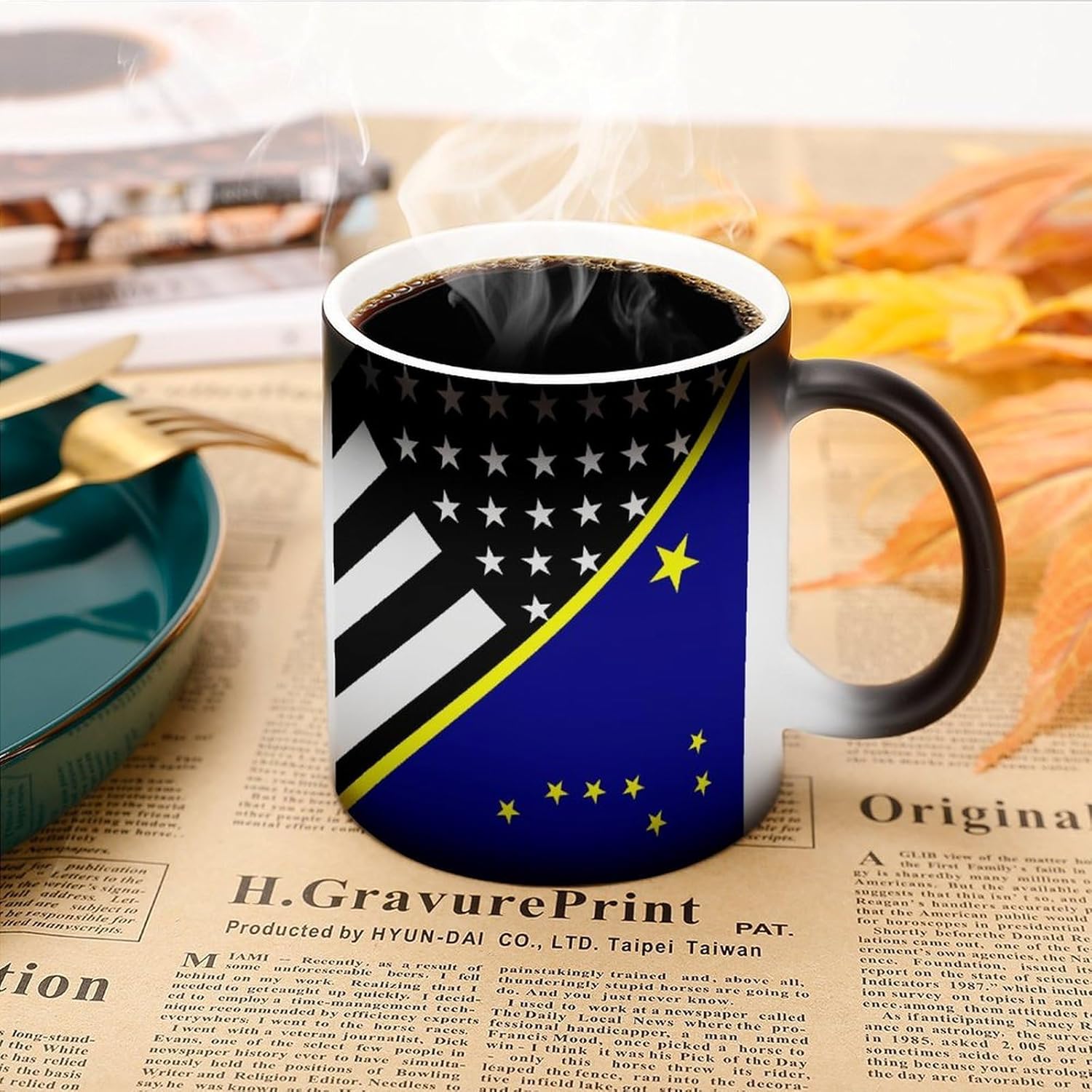 Blue Line U.s. Alaska State Flag Funny Color Changing Coffee Mug Ceramic Magic Cup Personalized Discoloration Tea Mugs