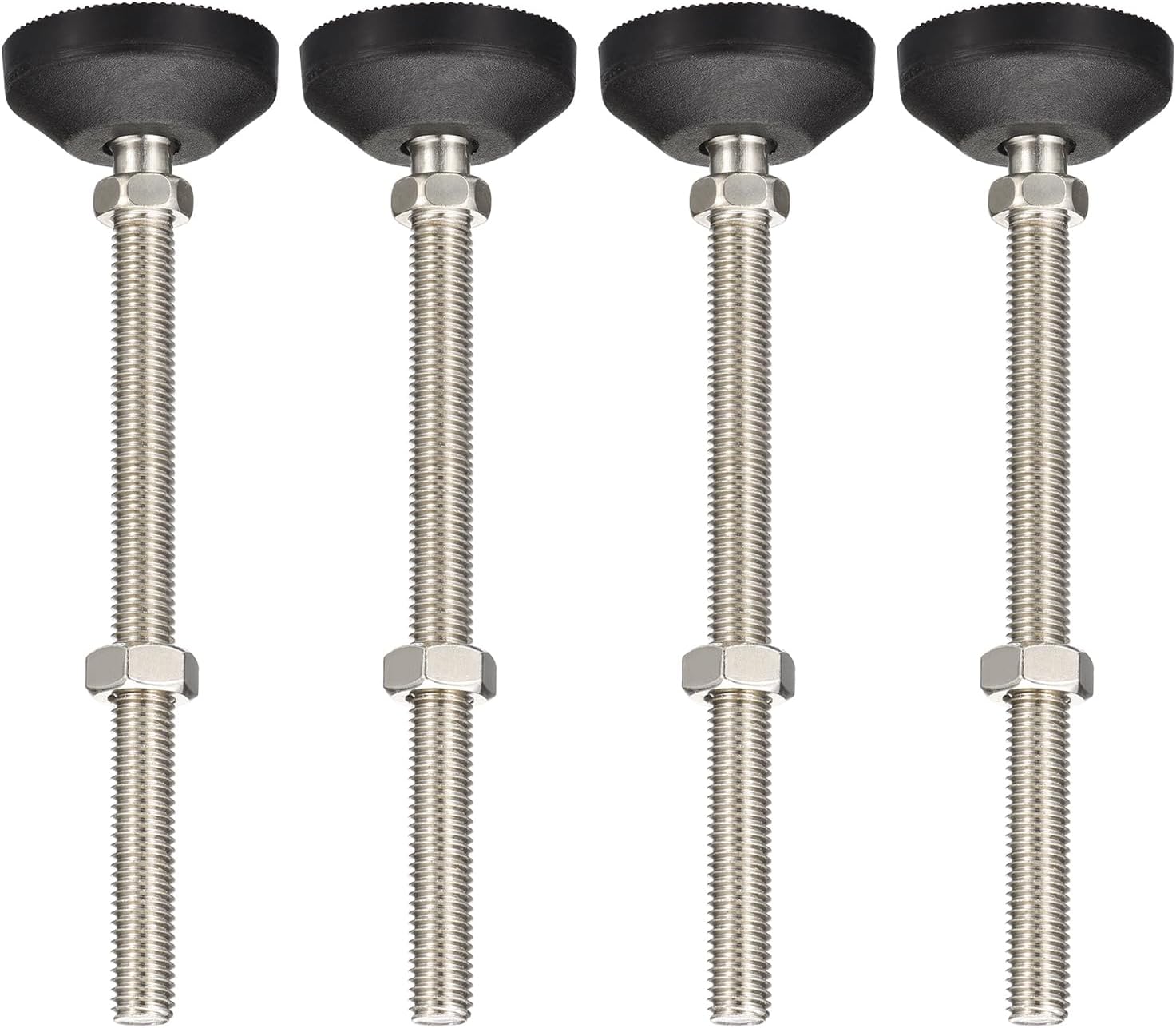DTGN M12x150x50mm(DxLxW) Leveling Feet -4Pack- Good for Furniture Workbench Machine - Nylon Non-Skid Anti-Shock Adjustable Swivel Levelers - Black
