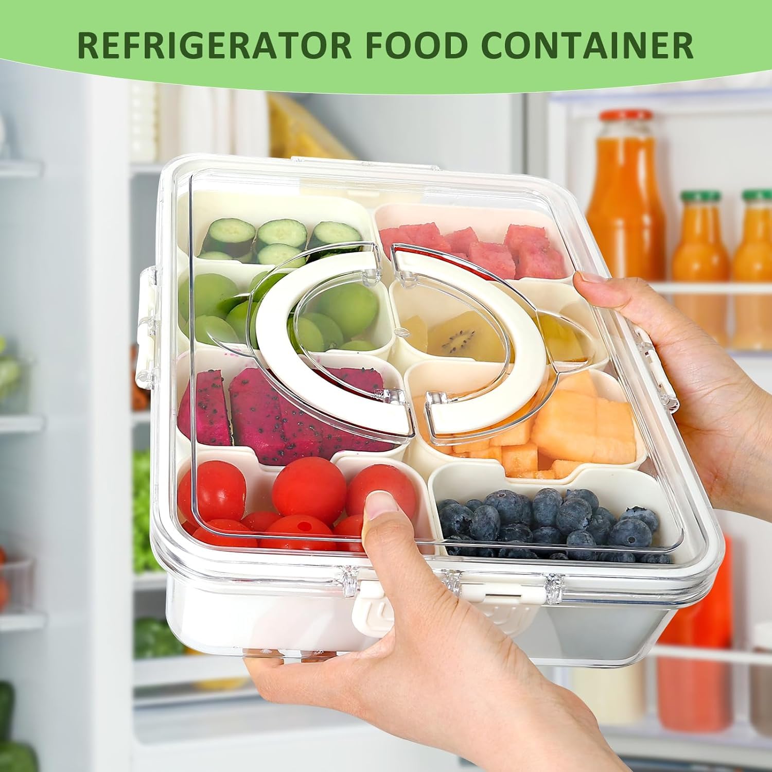 YZROHYI Boîte à Goûter Ronde Avec Compartiments - Boîte à Goûter Rotative En Plastique - Assiette à Collation